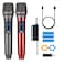 HUACAM Wireless Microphone,Rechargeable Wireless Dual Microphone,Dual Handheld Dynamic Wireless Mic for Karaoke Singing, Wedding, DJ, Party, Speech, Church, Class Use,PA System,200ft,Gray&amp;Red