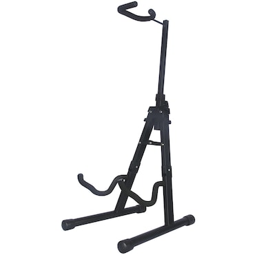 GLEAM Guitar Stand - Stable for Pet Owners and Children at Home Folding Acoustic Electric Classic Guitars Bass and Banjo Stand Adjust Height from 13'' to 25'' with Neck Holder Black