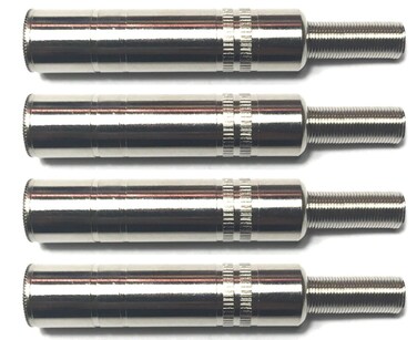 CESS 1/4 Inch TS Female Jack -1/4" Cable Connector for Microphone and Guitar - 6.35mm Mono Socket (4 Pack)