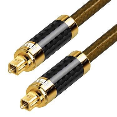 EMK Digital Toslink Optical Audio Cable S/PDIF Audio Cable(Male to Male) with 24K Gold Plated Connectors&amp;Double PVC+Braided Jacket (6Ft/1.8M)