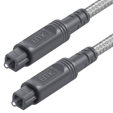 EMK Digital Optical Audio Cable Toslink Cable - [Cotton Braided Jacket,Durable and Flexible] Fiber Optic Cord for Home Theater, Sound bar, TV, PS4, Xbox &amp; More (6.6Feet/2M)
