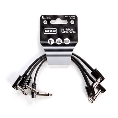JIM DUNLOP (3PDCISTR06), 1/4-Inch Right Angle MXR Ribbon TRS Patch Cable 6 in 15 cm-3 Pack (3PDCISTR06R)
