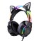 ONITOON Gaming Headset with Microphone, Cat Ear Headphones for PC Laptop PS4 PS5 Xbox Switch, Rainbow RGB Lighting &amp; Virtual Surround Sound, 3.5mm Wired Over Ear Headphones, Ergonomic