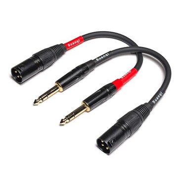 Suanqi 024 XLR Cable Adapter 1/4 Inch TRS to XLR Male Cable, Balanced 6.35mm TRS Plug to 3-pin XLR Male, Quarter inch TRS Male to XLR Male Microphone Cable (6in)