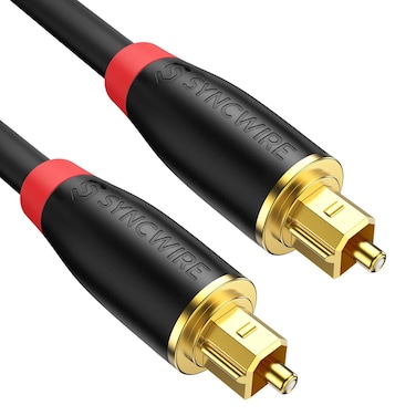 Optical Audio Cable - [24K Gold-Plated, Ultra-Durable] Syncwire Toslink Cable Fiber Optic Male to Male Cord for Home Theater, Sound Bar, TV, PS4, Xbox, Playstation &amp; More - 6ft
