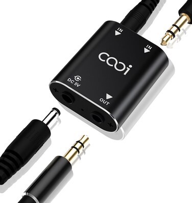 Cooidea 2 Channel Stereo Audio Mixer - Metal Shell, AUX Interface Support 2 In 1 Out Mini Stereo Sound Mixer Includes 1-Meter Audio Cables - For PC, Phone, Laptop, Headphones