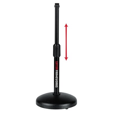 Gator Frameworks Desktop Microphone Stand with Round Weighted Base &amp; Adjustable Height (GFW-MIC-0501)