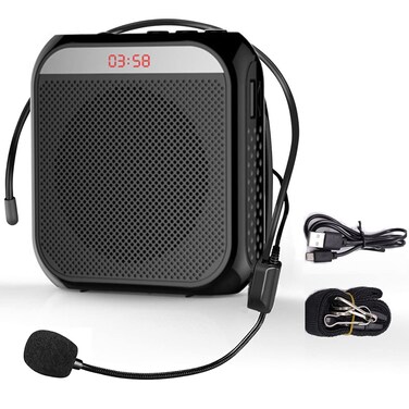 HZXINWANG Portable Amplifier, Rechargeable Teacher Microphone, MiNi Amplifier System, Classroom Microphone, Tour Guide, Yoga Outdoor