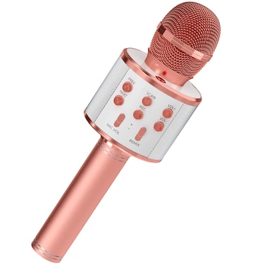 GIFTMIC Kids Microphone for Singing, Wireless Bluetooth Karaoke Microphone for Adults, Portable Handheld Karaoke Machine, Toys for Boys and Girls Gift for Birthday Party (Rose Gold)
