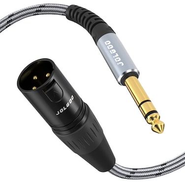 JOLGOO 1/4 Inch TRS to XLR Male Cable, Balanced 6.35mm TRS Plug to 3-pin XLR Male, Quarter inch TRS Male to XLR Male Microphone Cable, 3.3 Feet