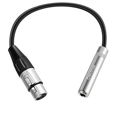 Devinal XLR Female to 1/4" Female calbe, 3 Pin XLR Female to 6.35mm Socket Audio Cord, XLR Jack to TS/TRS Quarter inch Adapter Connector Converter Metal Construction 1 feet (30 cm)