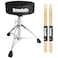 GrowDaily Drum Throne Seat,Adjustable Stool Drum Universal Thick Padded Drum Throne Drummer Stool with 2Pacs 5A Drumsticks