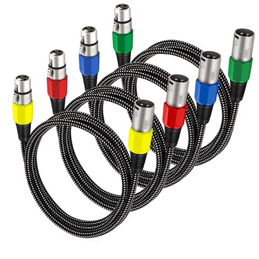KINXIYU XLR Cable 3 FT/4 Pack, Microphone Cable 3 Pin Nylong Braided Balanced XLR Male to XLR Female Heavy Duty Mic Patch Cords