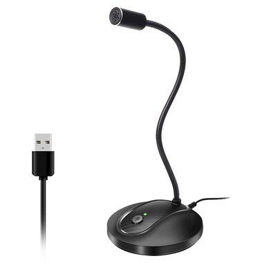JOUNIVO USB Microphone, 360 Degree Adjustable Gooseneck Design, Mute Button &amp; LED Indicator, Noise-Canceling Technology, Plug &amp; Play, Compatible with Windows &amp; MacOS