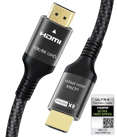 Adauxter Certified 10K 8K HDMI 2.1 Cable 10 FT, 48Gbps Ultra High Speed HDMI Cable with Ethernet 4K 240Hz 165Hz 144Hz 120Hz 8K60Hz eARC HDCP2.3 HDR10+ PC Laptop TV Monitor Projector PS5 X-Box