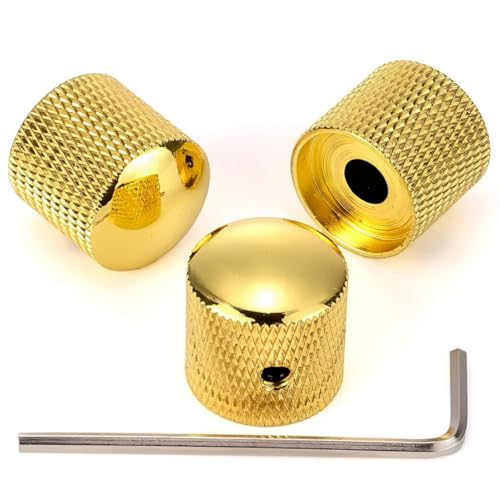 SWHMC Swhmc 3pcs Metal Volume Tone Dome Guitar Speed Control Knurled Shaft Pots Knobs With K