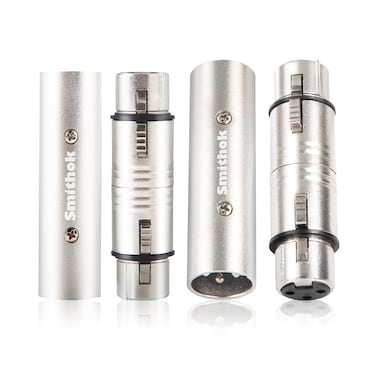 Smithok XLR Adapter 4 Pack(2-Pair), 2 XLR Male to Male Connector &amp; 2 XLR Female to Female Coupler, 3PIN XLR Adapter Gender Changer Connector,Compatible with Mixer, Microphone, Power Amplifier
