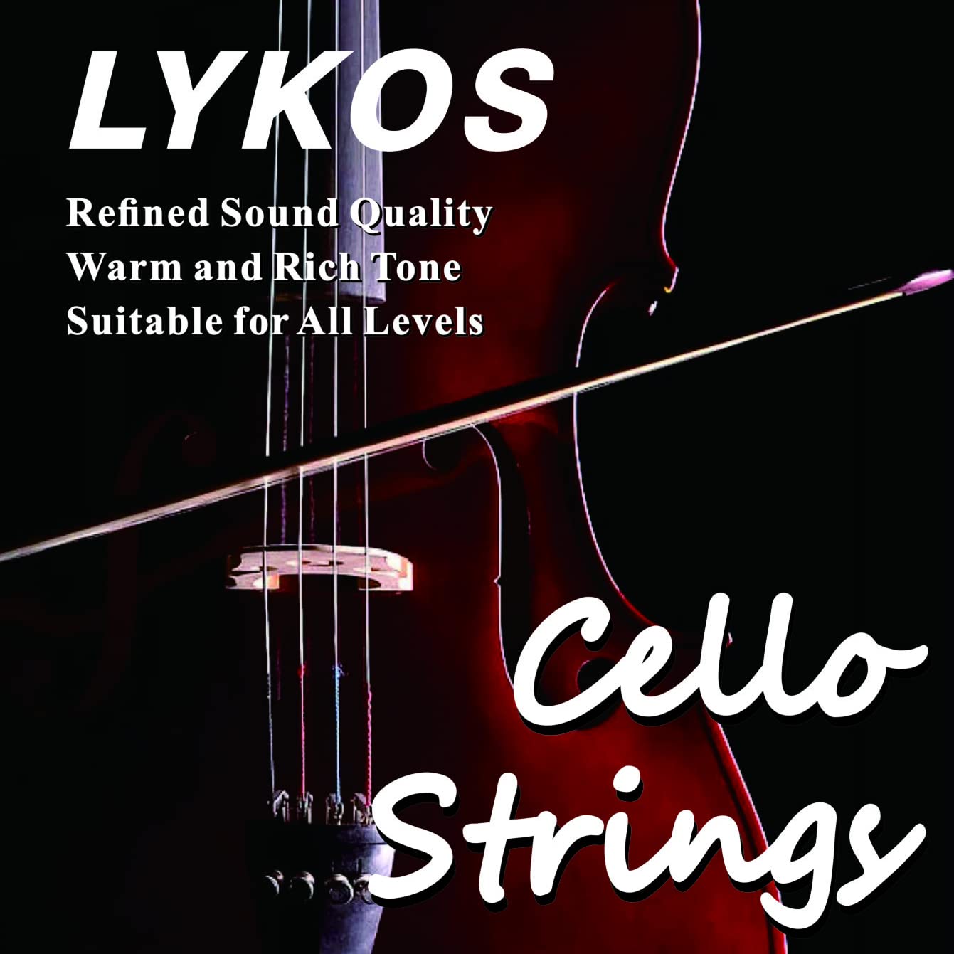 Lykos Lykos Cello Strings 1 Full Set A D G And C For 3 4 And 4 4 Size Cello 4/4