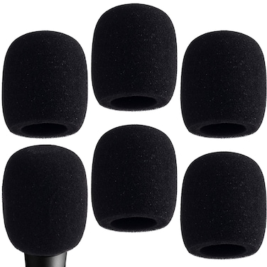 PAGOW 6 Pcs Microphone Cover, High Density Thickened Microphone Windscreens, Foam Mic covers for Most Standard Handheld Microphone (Black)