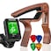 Guitar Tuner and Guitar Capo, Clip-On Tuner with Rosewood Color Capo for Acoustic Electric Guitar Bass Ukulele