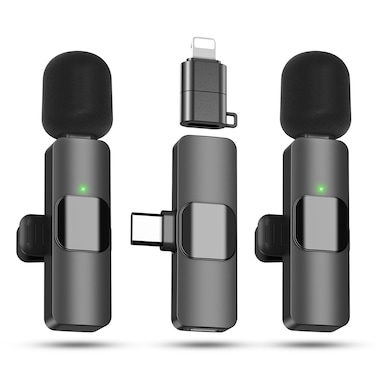 AMASDA 2 Pack Wireless Lavalier Microphone for iPhone, iOS and Android Phone, Lapel Mic Noise Reduction Plug-Play Mini Microphone for Video Recording, Interview, Podcast, Vlog, Tiktok, YouTube, Gift