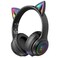 ONITOON Cat Ear Bluetooth Headphones for Kids &amp; Adults, 55H Play Time, Wireless Foldable &amp; Wired Multi-Function LED Light Up Over Ear Headphones with Mic and Volume Control for iPhone/iPad/Laptop/PC