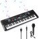 61 Key Keyboard Piano, Electric Piano Music Keyboard with Teaching Mode, Microphone, Sheet Music Stand and Power Supply, portable keyboard piano for Beginners-A3