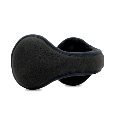 Winter Men Earmuffs, Big Size Foldable Polar Fleece Ear Warmers Women Adjustable Ear Muffs for Outdoor Activities (Black)