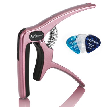 Leo Jaymz Heavy Duty Guitar Capo for Acoustic/Electric Guitars, Guitar Clip made of Zinc Alloy Metal, Guitar Clamp for Bass Classical Guitar, Ukulele, Mandolin,Banjo (Rose Gold)
