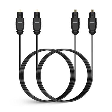 2 PCS Digital Optical Audio Cable 6ft1.8M - [24K Gold-Plated, Ultra-Durable] Slim Optical Cable Digital Audio Cable for Home Theater, Sound Bar, TV, PS4, Xbox, PlayStation &amp; More