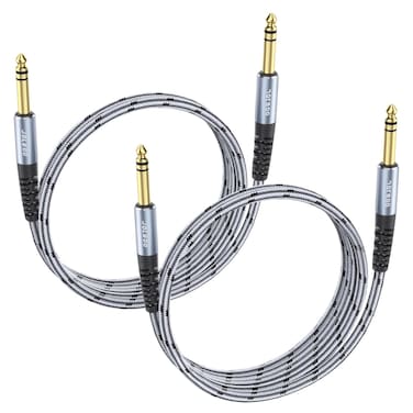 JOLGOO 1/4 Inch TRS Instrument Cable 3.3 FT 2-Pack, Quarter inch Audio Cable, 6.35 Balanced Interconnect Line for Electric Guitar, Bass, Keyboard, Mixer, Amplifier, Speaker, Electric Mandolin
