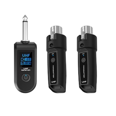 TAVOSOP Wireless Microphone Transmitter Receiver 2.4Ghz, XLR Microphone Wireless System, Rechargeable Wireless Mic Adapter for Audio Mixer, Dynamic Mic, Electric Guitar Bass (1 receive + 2transmit)