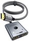 HDMI Switch 2 in 1 Out 4K@60Hz, WARRKY[with 3.3ft Fixed Braided HDMI Cable, Aluminum Case, 2K@144Hz, HDCP 2.2] Bidirectional 2x1 Switcher Splitter Compatible for PS5/4, Xbox, Roku, FireStick, Switch