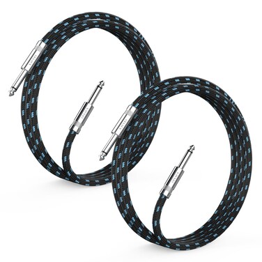 Sovvid 2 Pack Guitar Cable 6ft - Straight Instrument Cable Quarter Inch Cable Electric Guitar Cord 1/4 Guitar Cables Guitar Amp Cord for Guitar Bass Keyboard and Pro Audio (Black+Blue)