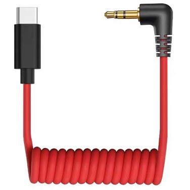 TIEDXIOY USB C to 3.5mm TRS Microphone Cord Audio Coiled Cable, Compatible with Rode Wireless GO, VideoMic, VideoMicro Go, Hollyland Lark, BOYA &amp; Other External Mics for iphone/Smartphone/Laptop-1FT