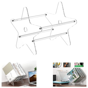 WANLIAN Vinyl Record Storage Stand, Acrylic Vinyl Record Storage Holder, Clear CD Organizer Holder for Single and Gatefold Albums