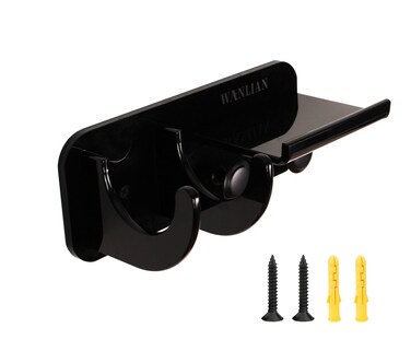 WANLIAN Guitar Wall Mount Guitar Stand Wall Mount Bracket Hanger Guitar Acrylic with Pick Holder and Round Hook (Black)