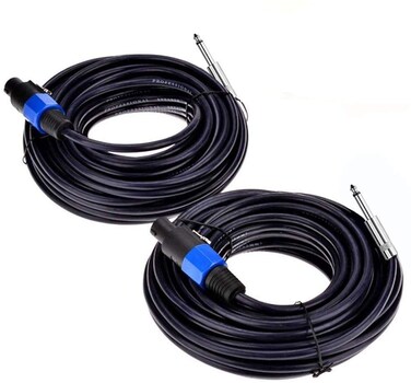 Yuyaokk 2Pack 25 ft Speakon to 1/4" Male Speaker Cables, Professional 12 Gauge AWG Wire Audio Amplifier Connection Cord, DJ/PA Wire with Twist Lock.