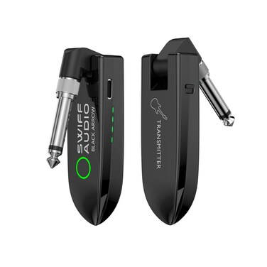 Westshell Wireless Guitar System, Digital Wireless System UHF Wireless Guitar Transmitter Receiver Support Multi Channels Rechargeable Long Battery Life for Guitar Bass Electric Instruments (Black)