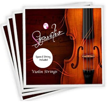 Top Race 4/4 &amp; 3/4 Violin Strings Replacement - Bronze Violin Strings Full Set (G-D-A-E) - Violin String w/Ball Ends - Long-Lasting Silver-Wound Steel Strings - Warm Tone, Flexible - For All Levels