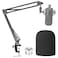 Audio-Technica AT2020 Mic Boom Arm with Foam Windscreen, Suspension Boom Scissor Arm Stand with Pop Filter Cover for Audio-Technica AT2020 Microphone by SUNMON