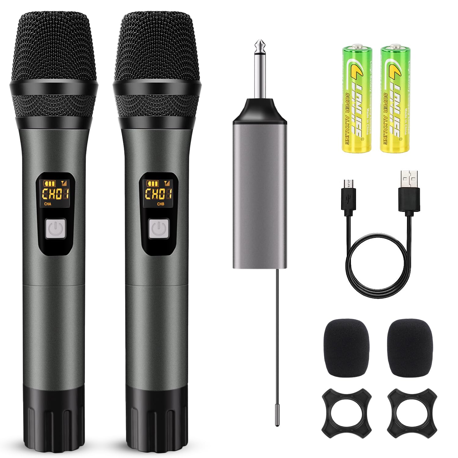 فو جومب Voijump Uhf Dual Metal Cordless Dynamic Microphone System