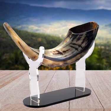 Shofar Rams Horn Stand Acrylic Display Stand Shofar Horn Display Stand Shofar Stand (Black)