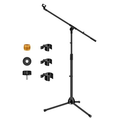 InnoGear Microphone Stand, Boom Arm Mic Stand Floor Detachable Height Adjustable Heavy Duty with Mic Clip Holder Metal Base for Blue Yeti HyperX QuadCast Shure SM58 Samson Q2U Fifine K669B