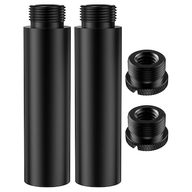 InnoGear Mic Stand Extension Tube, 2 Pieces 5/8" Thread Microphone Extension Pipe Mic Extender with 2 Pcs 3/8" to 5/8" Metal Adapter for Desk Mic Boom Arm Stand for Shure SM7B MV7 Blue Yeti QuadCast