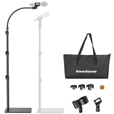 InnoGear Microphone Stand, Mic Stand Floor Universal Microphone Boom Arm with Carrying Bag Adjustable Mic Holder for Blue Yeti HyperX QuadCast SoloCast Snowball Fifine Shure SM7B and Other Mics