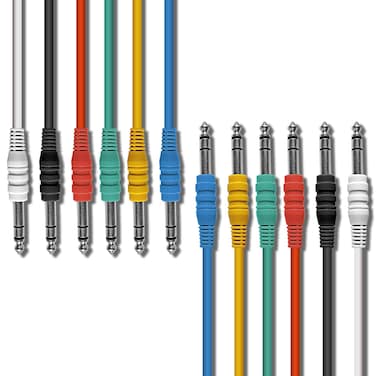 AxcessAbles 1/4 TRS to 1/4 TRS Multi-Color Balanced Stereo Patch Cables   6.35mm TRS to 6.35mm TRS Audio Cords   Outboard Gear &amp; Patch Cables (6 Pack -1ft)