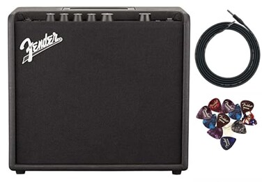 Fender Mustang LT25 Guitar Combo Amplifier Bundle with Cable and Austin Bazaar Exclusive 12-Pack Picks