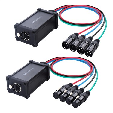 Cable Matters XLR Audio Over Ethernet Snake (XLR Snake 4 Channel, Digital Snake Box) with 2 Boxes - 4X XLR Male Pigtail Box and 4X XLR Female Pigtail Box Compatible with EtherCON Connector, Black