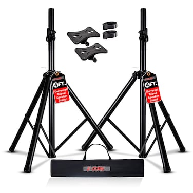 5 Core Speaker Stand Tripod Floor Adjustable Up to 48 Inch DJ Studio Monitor Stands Pole Mount Pair - SS HD 2PK 4FT WB